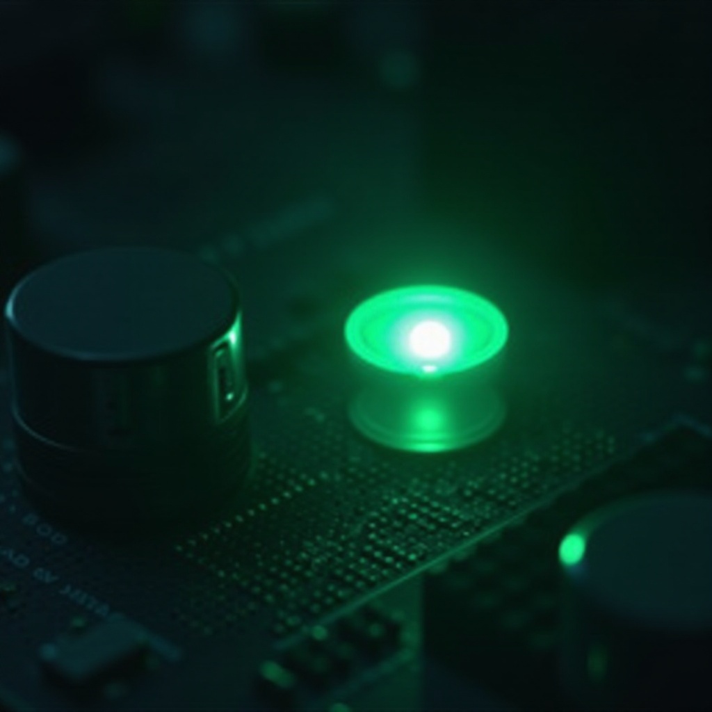 マザーボード上の点滅している緑色のライト