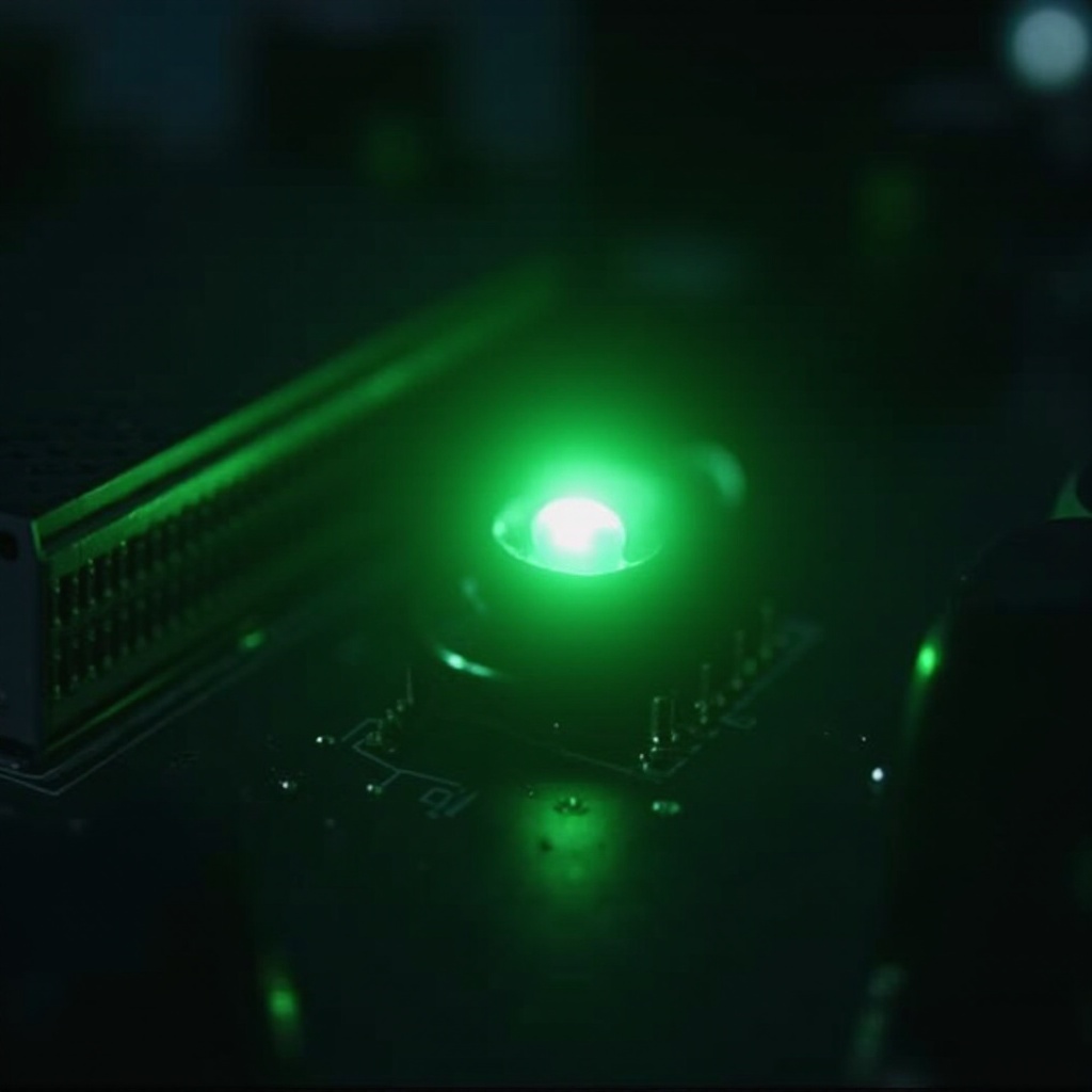 マザーボード上の点滅している緑色のライト